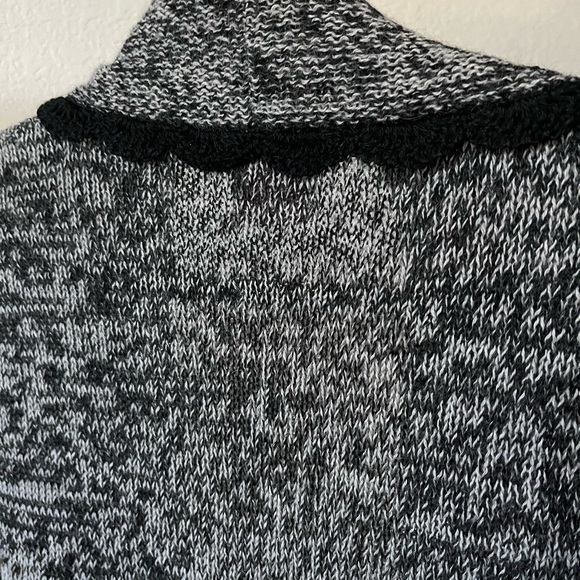 Baby Alpaca Belted Peru Cardigan Sweater Black White Size S - Picture 4 of 10